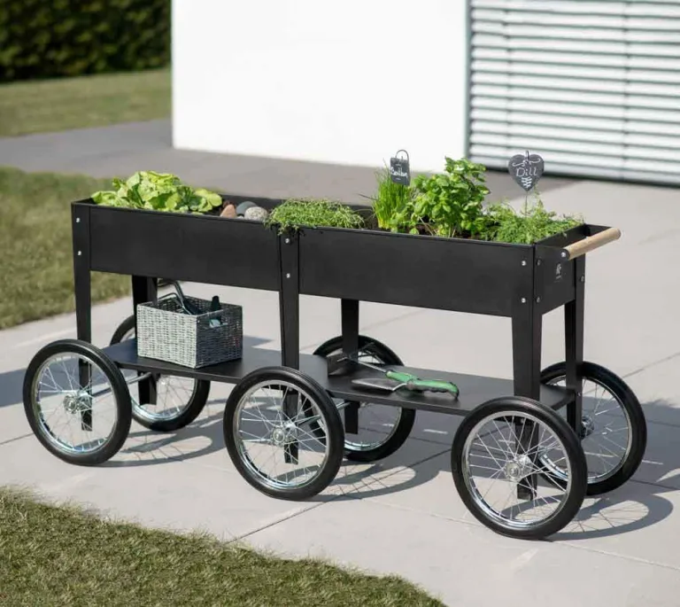herstera Garden Metall Hochbeet Wheels | Schwarz | 186x50x80 cm – Bild 3