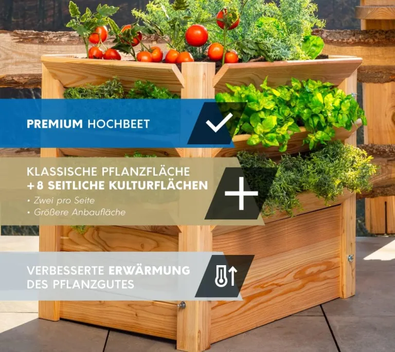 WESTMANN Premium Hochbeet aus Lärchenholz | Natur | 66x91x73 cm | Kräuterbeet für den Außenbereich | Holzhochbeet zum Bepflanzen von Gemüse & Kräutern – Bild 3