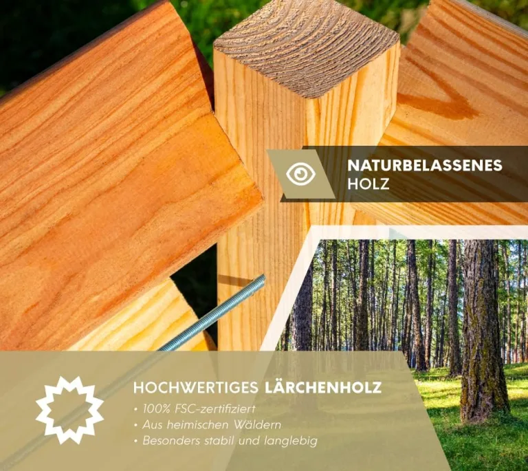 WESTMANN Premium Hochbeet aus Lärchenholz | Natur | 66x91x73 cm | Kräuterbeet für den Außenbereich | Holzhochbeet zum Bepflanzen von Gemüse & Kräutern – Bild 4