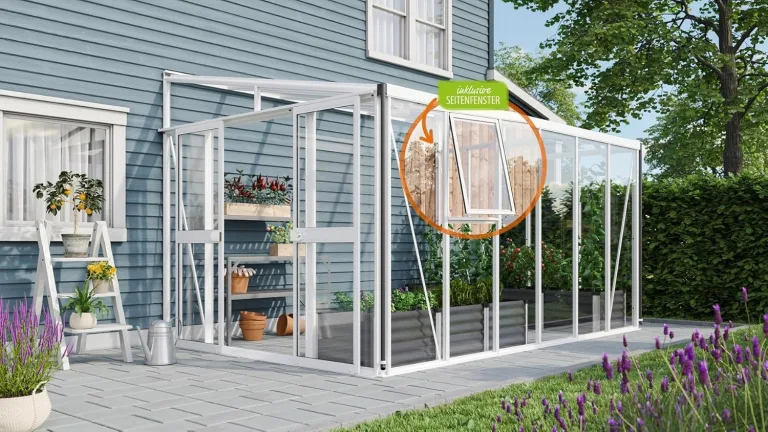 Vitavia Athena 10200 ESG/HKP, Weiss Anlehngewächshaus 2Seitenfenster Gewächshaus anfrage – Bild 4