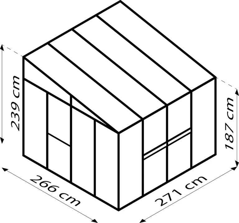 Vitavia Athena 7000 ESG/HKP, schwarz Anlehngewächshaus Gewächshaus 2 Seitenfenster – Bild 5