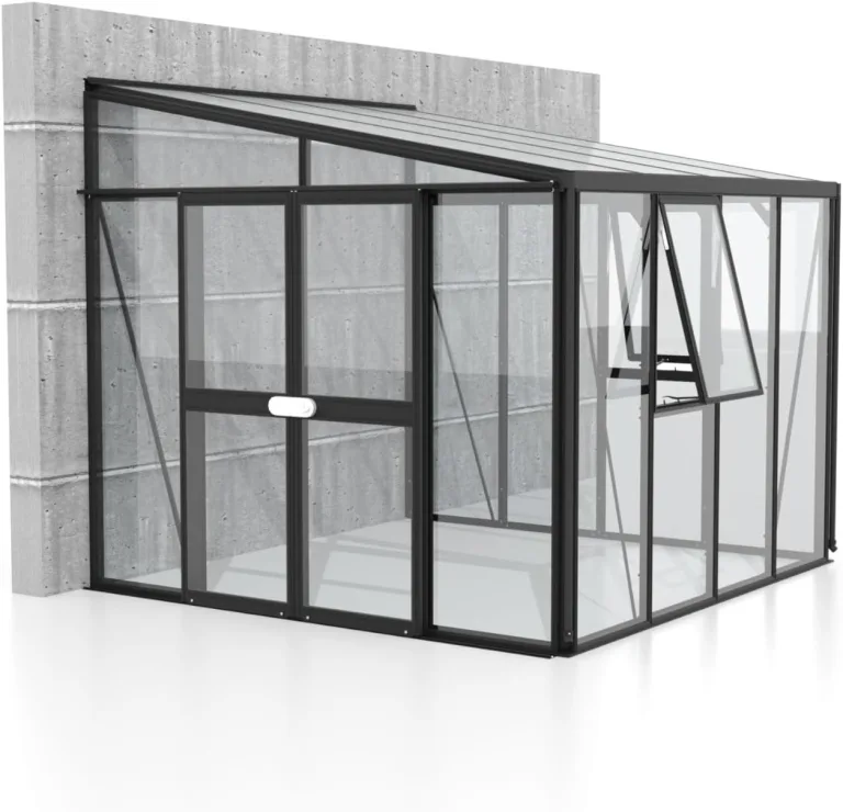 Vitavia Athena 7000 ESG/HKP, schwarz Anlehngewächshaus Gewächshaus 2 Seitenfenster – Bild 1