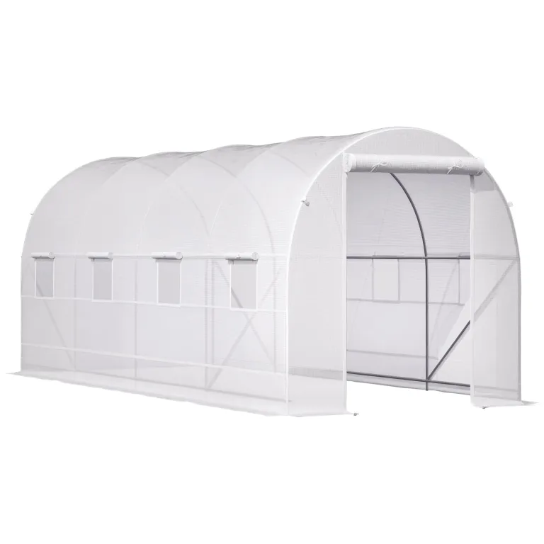 Outsunny Tunnel Gartengewächshaus 5x2x2m, Pflanzengewächshaus mit Stahlrahmen und Polyethylen-Plane – Bild 1
