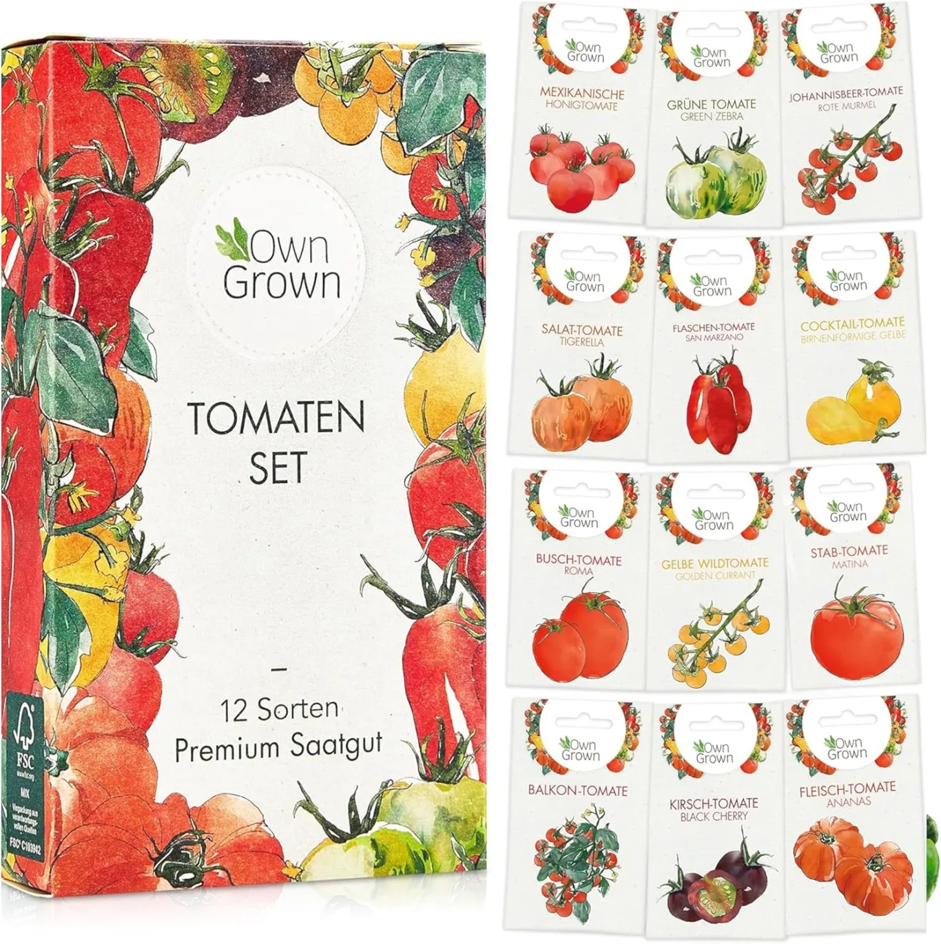 Tomaten Samen Set : 12 Sorten Tomatensamen für Garten und Balkon – Tomaten Anzuchtset – Tomatensamen Alte Sorten – Garten Geschenk Set – Alte Tomatensorten OwnGrown - Bild 1