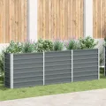 vidaXL Hochbeet aus verzinktem Stahl 240x40x77 cm, Grau, offenem Boden, wetterfest, langlebig, DIY Pflanzkasten für Blumen und Gemüse, Balkon, Terrasse oder Garten - Thumbnail 2