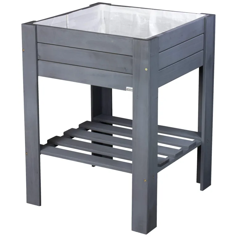 WAGNER GrowFAMILY - Hochbeet - GrowBOX Light - Nadelholz, Massivholz FSC®, Kastanie, 70 x 83 x 34,5 cm, Regalboden, inkl. Pflanztasche - 25028001 – Bild 9