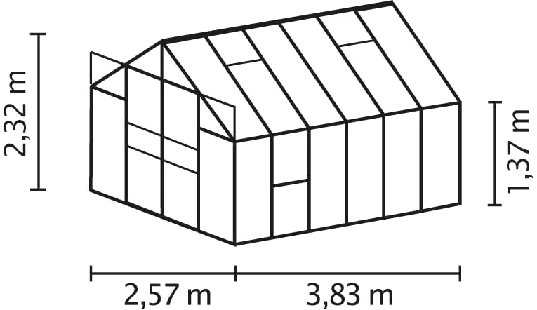 Vitavia Meridian 2 9900 ESG 3 mm, Gewächshaus mit 2 Dachfenstern und 1 Seitenfenster, Emerald Green – Bild 8