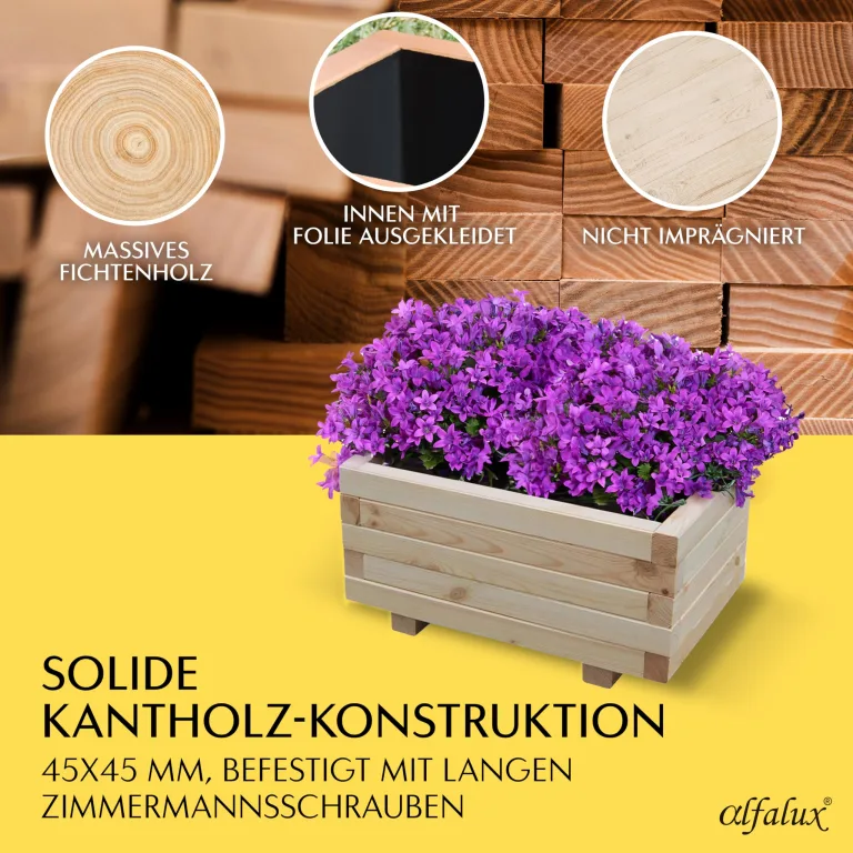 Hochbeet 100 x 40 x 30H cm mit 2X Wasserablauf Blumenkasten aus Holz Pflanzkübel Garten Balkon Terrasse Pflanzkasten AB100KAN4030 – Bild 3