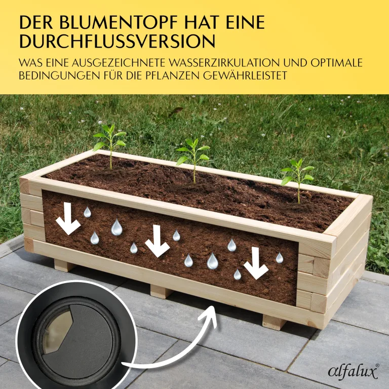 Hochbeet 100 x 40 x 30H cm mit 2X Wasserablauf Blumenkasten aus Holz Pflanzkübel Garten Balkon Terrasse Pflanzkasten AB100KAN4030 – Bild 4