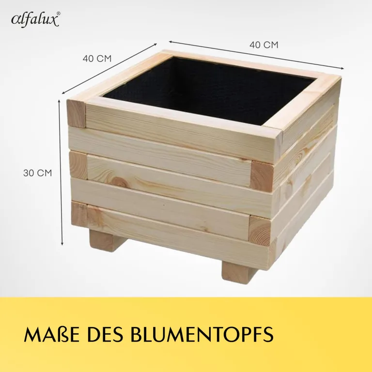 Hochbeet 40 x 40 x 30H cm mit 1x Wasserablauf Blumenkasten aus Holz Pflanzkübel Garten Balkon Terrasse Pflanzkasten AB40KAN4030 – Bild 2