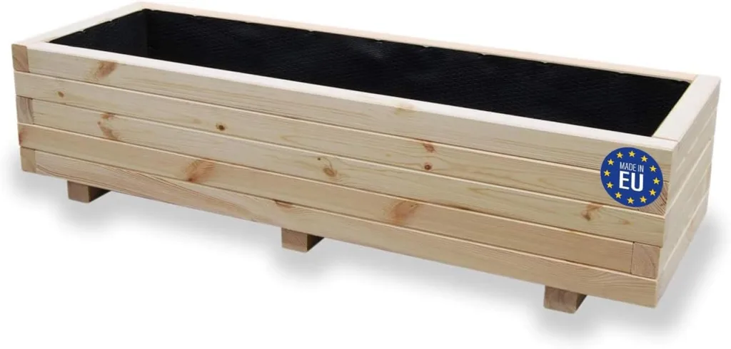 Hochbeet 115 x 40 x 30H cm mit 2X Wasserablauf Blumenkasten aus Holz Pflanzkübel Garten Balkon Terrasse Pflanzkasten AB115KAN4030