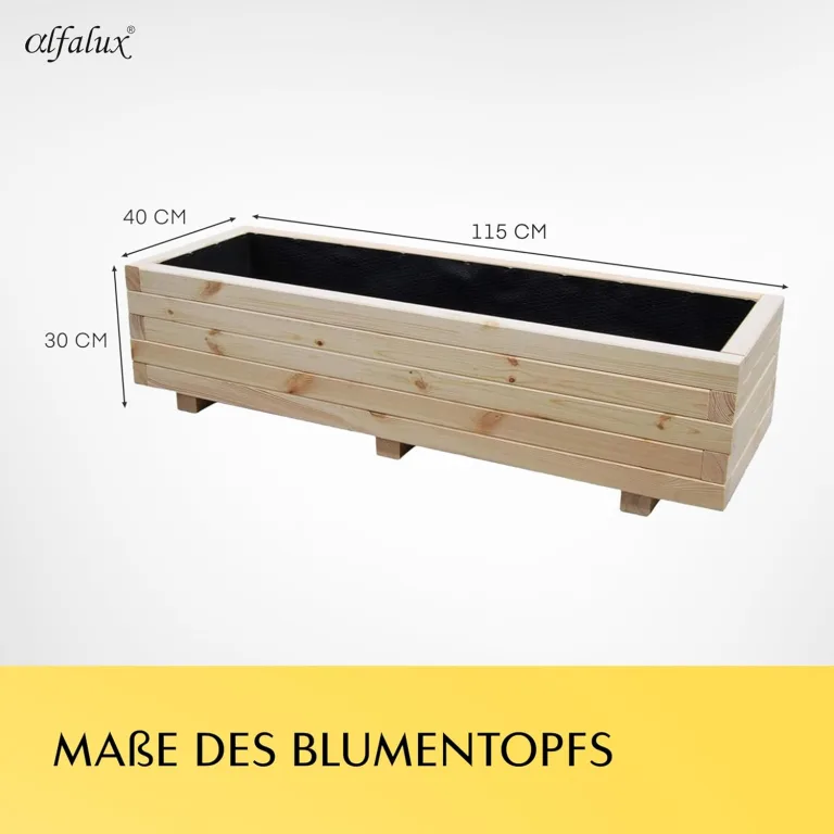 Hochbeet 115 x 40 x 30H cm mit 2X Wasserablauf Blumenkasten aus Holz Pflanzkübel Garten Balkon Terrasse Pflanzkasten AB115KAN4030 – Bild 2