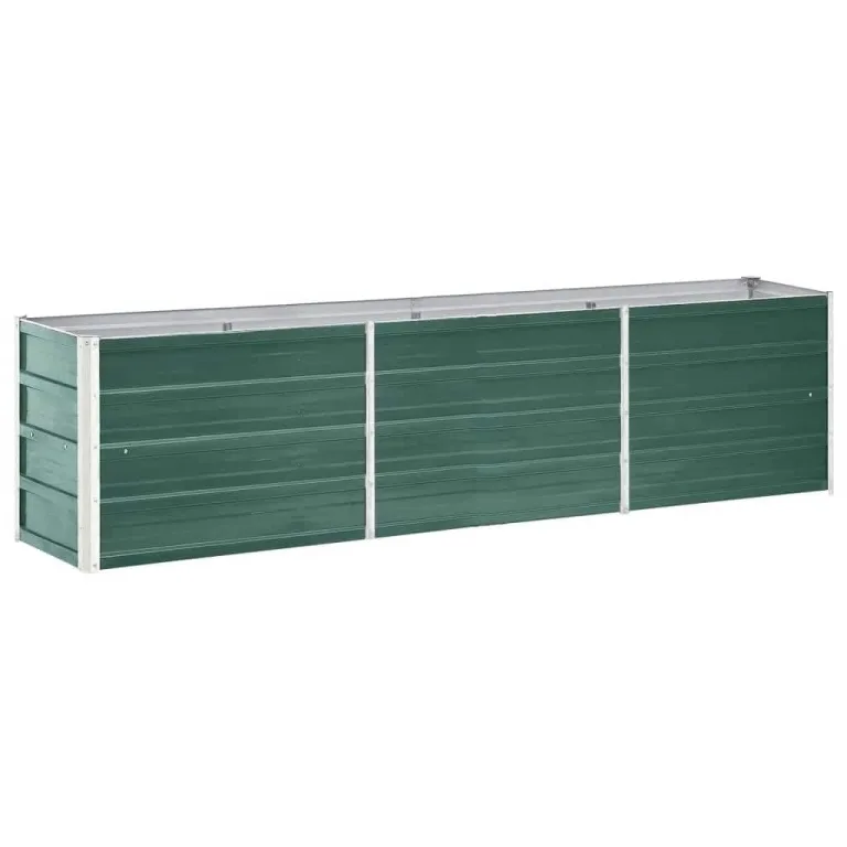 vidaXL Garten Hochbeet Gemüsebeet Pflanzbeet Gartenbeet Frühbeet Pflanzkasten Blumenkasten Blumenbeet Verzinkter Stahl 240x40x45cm Grün – Bild 1