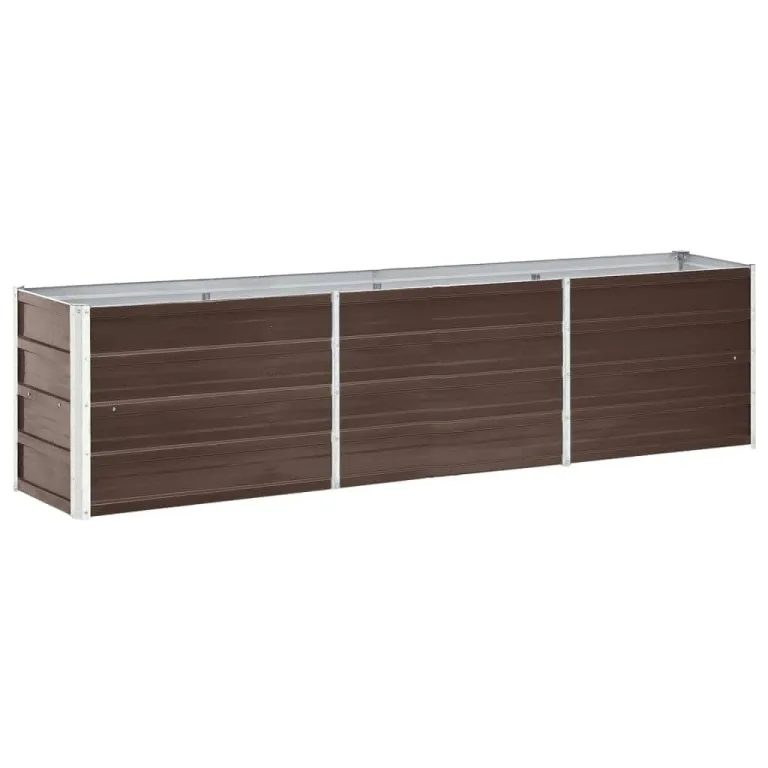 vidaXL Garten Hochbeet Gemüsebeet Pflanzbeet Gartenbeet Frühbeet Pflanzkasten Blumenkasten Blumenbeet Verzinkter Stahl 240x40x45cm Braun – Bild 1