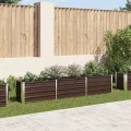 vidaXL Garten Hochbeet Gemüsebeet Pflanzbeet Gartenbeet Frühbeet Pflanzkasten Blumenkasten Blumenbeet Verzinkter Stahl 240x40x45cm Braun - Thumbnail 2
