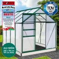 BRAST Gewächshaus Aluminium mit Fundament | 42 Modelle | 130x190x195cm - 490x250x235cm | TÜV geprüft | 6mm Hohlkammerplatten | rostfrei wetterfest temperaturbeständig | 250x190x195cm Grün - Thumbnail 3