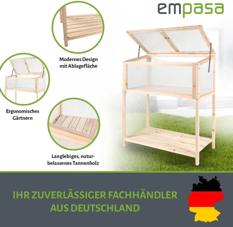 empasa Hochbeet 'Raise Deluxe' aus Holz Blumenkasten Pflanzkübel Frühbeet Kräuterbeet mit Abdeckung für Garten, Balkon und Terrasse – Bild 3