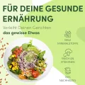 [Das Original Sprossenglas Starter-Set + KRESSESIEB | 1000ml mit hochwertigem Edelstahl-Gitterdeckel, Ständer, Keramikschale + Sprossen-ABC [Druckversion] Keimglas Anzuchtschale - Thumbnail 6