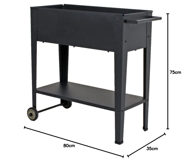 Metall Hochbeet fahrbar 75x35x80 cm - Mobiler Pflanzkasten mit Ablage und Rollen - Fahrbares Garten Pflanzbeet Gemüse Beet Kräuterbeet – Bild 3