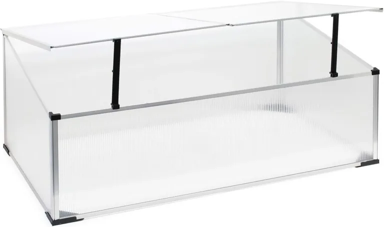 Wiltec Frühbeet Gewächshaus aus Aluminium, 100 x 60 x 40 cm, Gemüsebeet mit arretierbarem Dach und 2 Flügeln, witterungsbeständig, UV-Schutz – Bild 1