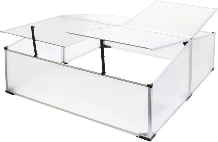 Wiltec Doppel Frühbeet Gewächshaus aus Aluminium, 100 x 120 x 40 cm, Gemüsebeet mit arretierbarem Dach und 4 Flügeln, witterungsbeständig, UV-Schutz – Bild 2