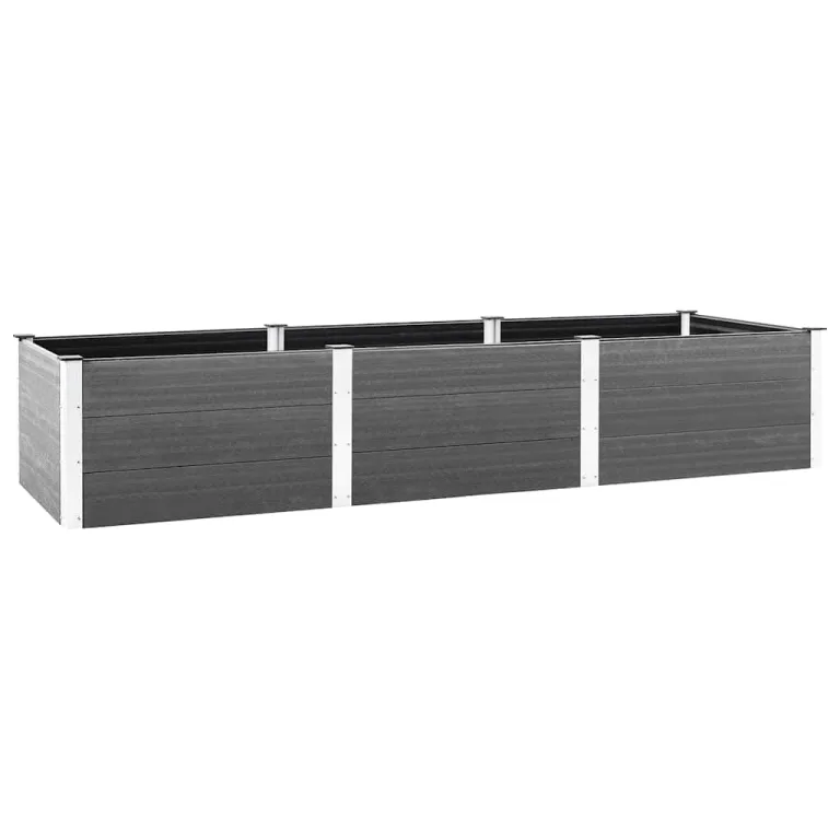 vidaXL Hochbeet Pflanzkübel Gartenbeet Blumenbeet Pflanzkasten Kräuterbeet Blumenkasten Pflanzkasten Gemüsebeet Pflanzbeet 250x100x54cm WPC Grau – Bild 9