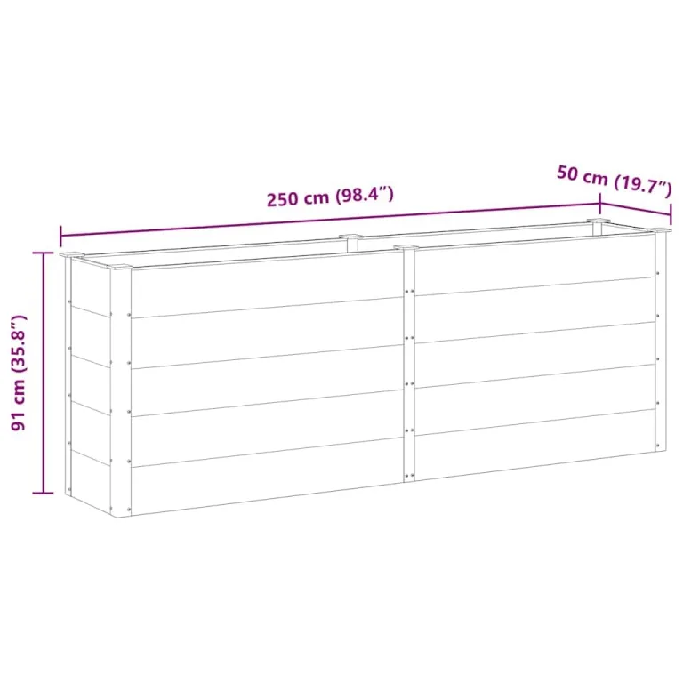 vidaXL Hochbeet Pflanzkübel Gartenbeet Blumenbeet Pflanzkasten Kräuterbeet Blumenkasten Pflanzkasten Gemüsebeet Pflanzbeet 250x50x91cm WPC Grau – Bild 3
