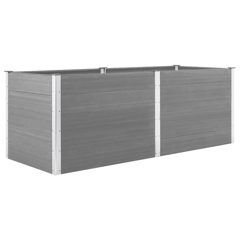 vidaXL Hochbeet Pflanzkübel Gartenbeet Blumenbeet Pflanzkasten Kräuterbeet Blumenkasten Pflanzkasten Gemüsebeet Pflanzbeet 250x100x91cm WPC Grau – Bild 1