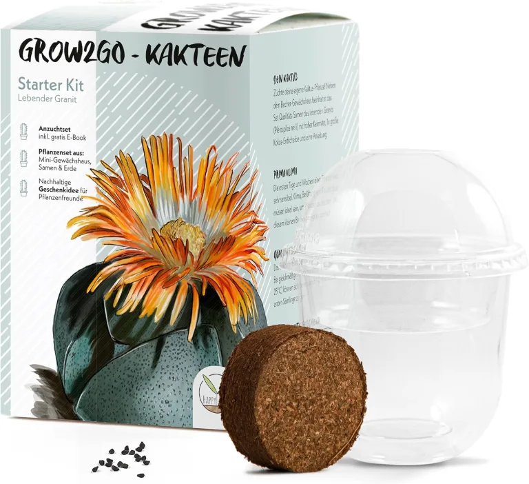 GROW2GO Kakteen Starter Kit Anzuchtset - Pflanzset aus Mini-Gewächshaus, Kaktus Samen & Erde - nachhaltige Geschenkidee für Pflanzenfreunde (Echter Tigerrachen) – Bild 8
