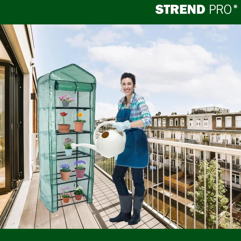 STREND PRO Gewächshaus klein 200 x 69 x 49 cm für optimales Pflanzenwachstum, Mini-Gewächshaus mit 5 Ebenen, inkl. Gewächshausfolie, grünes Gewächshaus, Balkonfolie, Gewächshaus, winterfest – Bild 6