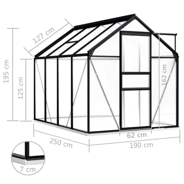vidaXL Gewächshaus mit Grundrahmen Anthrazit Aluminium 4,75 m² – Bild 7