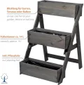 dobar® Dreistufige Pflanztreppe Outdoor aus Massiv-Holz für Balkon und Garten - Blumenbeet mit 3 Pflanzkästen wetterfest lasiert für draußen - 60 x 70 x 90 cm - Anthrazit - Thumbnail 4