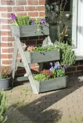 dobar® Dreistufige Pflanztreppe Outdoor aus Massiv-Holz für Balkon und Garten - Blumenbeet mit 3 Pflanzkästen wetterfest lasiert für draußen - 60 x 70 x 90 cm - Anthrazit - Thumbnail 10