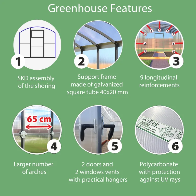 Gewächshaus Groß Drop 3x10m StahlRahmen Garten Treibhaus Pflanzenhaus 30M² mit 4mm Polycarbonat - Modelle und Größen Verschiedene – Bild 10