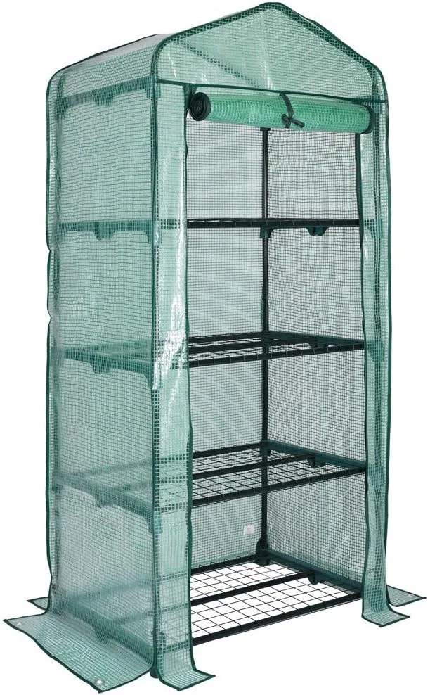 Gardebruk® Foliengewächshaus 158x49x69cm 4 Ablagen aufrollbare Tür Treibhaus Tomatenhaus Pflanzenhaus Anzuchthaus Balkon - Bild 1