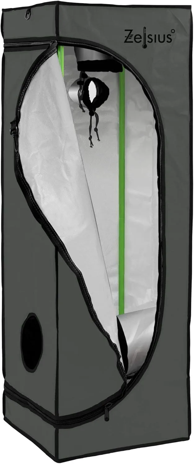 Zelsius Growzelt MyHomeGrow Grow Tent | Indoor Growroom | Growschrank Darkroom Pflanzenzelt Gewächshaus Zuchtzelt (60 x 60 x 120 cm, Grau)