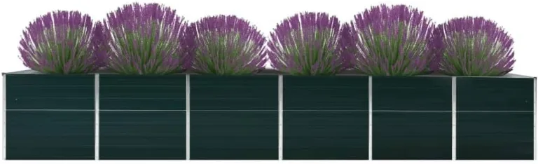 vidaXL Hochbeet Pflanzkübel Pflanzbeet Gemüsebeet Gartenbeet Frühbeet Blumenkasten Pflanzkasten Garten Verzinkter Stahl 480x80x77cm Grün – Bild 3