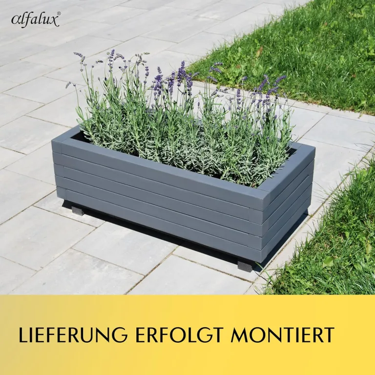 Hochbeet 115 x 40 x 30H cm mit 2 x Wasserablauf Blumenkasten aus Holz Pflanzkübel Garten Balkon Terrasse GRAU ANTHRAZIT AB115KAN4030AN – Bild 5