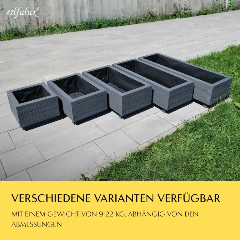 Hochbeet 115 x 40 x 30H cm mit 2 x Wasserablauf Blumenkasten aus Holz Pflanzkübel Garten Balkon Terrasse GRAU ANTHRAZIT AB115KAN4030AN – Bild 6