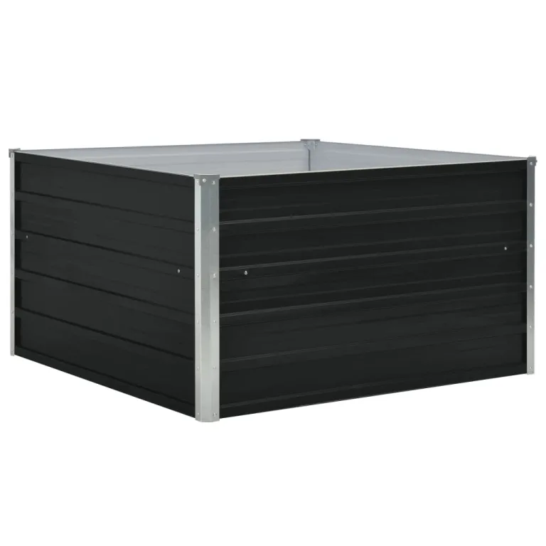 vidaXL Hochbeet Gartenbeet Gemüsebeet Pflanzbeet Pflanzkasten Blumenbeet Blumenkasten Frühbeet Garten 100x100x45cm Verzinkter Stahl Anthrazit – Bild 5