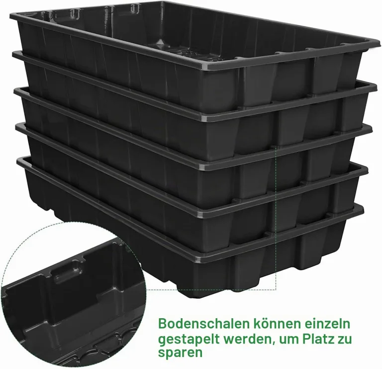 MIXC Anzuchtkasten Zimmergewächshaus 5 Stück 200 Zellen Mini Gewächshaus Klein Anzuchtset Pflanzen Anzucht Gewächshaus für Samen & Setzlinge, Schwarz – Bild 4
