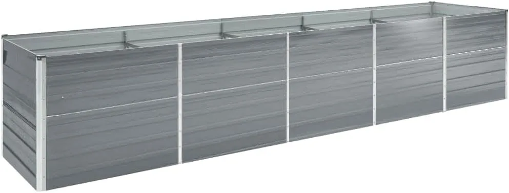 vidaXL Hochbeet Pflanzkübel Pflanzbeet Gemüsebeet Gartenbeet Frühbeet Blumenkasten Pflanzkasten Garten Verzinkter Stahl 400x80x45cm Grau - Bild 1