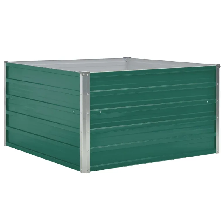 vidaXL Hochbeet Gartenbeet Gemüsebeet Pflanzbeet Pflanzkasten Blumenbeet Blumenkasten Frühbeet Garten 100x100x45cm Verzinkter Stahl Grün – Bild 5