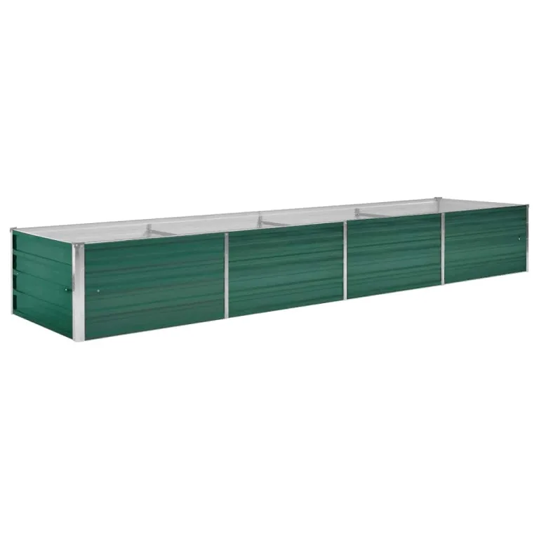 vidaXL Hochbeet Pflanzkübel Pflanzbeet Gemüsebeet Gartenbeet Frühbeet Blumenkasten Pflanzkasten Garten Verzinkter Stahl 400x80x77cm Grün – Bild 9
