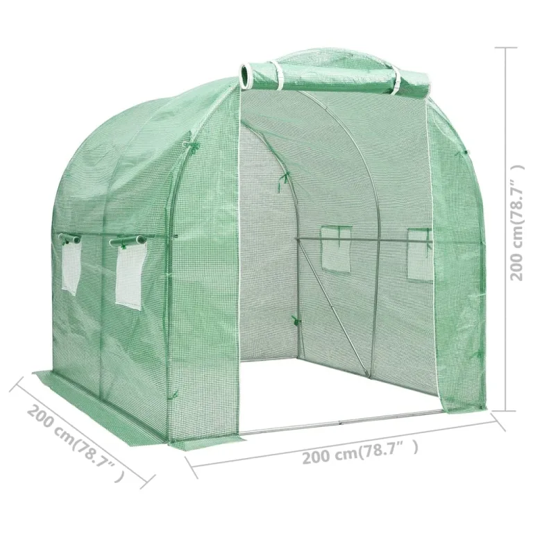 vidaXL Gewächshaus Treibhaus Frühbeet Tomatenhaus Folientunnel Pflanzenhaus 4 m² 2x2x2 m – Bild 8