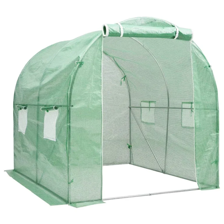vidaXL Gewächshaus Treibhaus Frühbeet Tomatenhaus Folientunnel Pflanzenhaus 4 m² 2x2x2 m – Bild 1