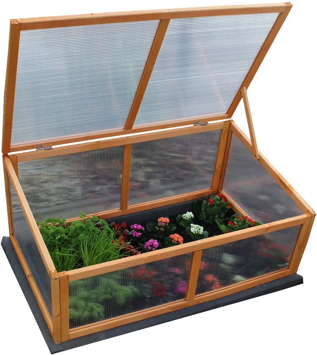 zooprinz Frühbeet HERBA – Pflanzbeet für Terrasse / Garten und Balkon – Gewächshaus – Anzuchtbeet mit Abdeckung aus Holz & Polycarbonat – idealer Schutz für Kräuter und Co.