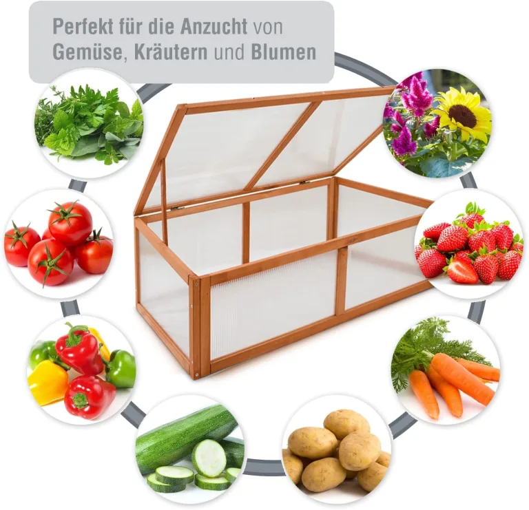 zooprinz Frühbeet HERBA – Pflanzbeet für Terrasse / Garten und Balkon – Gewächshaus – Anzuchtbeet mit Abdeckung aus Holz & Polycarbonat – idealer Schutz für Kräuter und Co. – Bild 5
