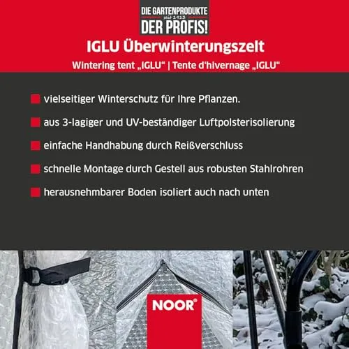 Noor Überwinterungszelt IGLU für Kübelpflanzen - wetterfestes UV-beständiges Winterschutzzelt - Robustes frostsicheres Foliengewächshaus mit 3-lagiger Luftpolsterfolie - Modell L 120x120x180 cm – Bild 10