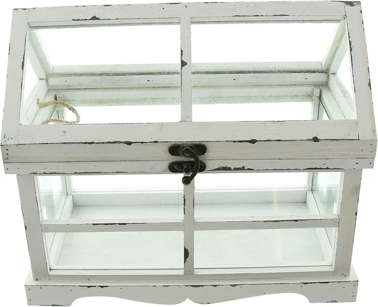 Mini-Gewächshaus “Shabby”, 37x21x31 cm, kleines Terrarium, Treibhaus, Zimmergewächshaus Weiß – Bild 5